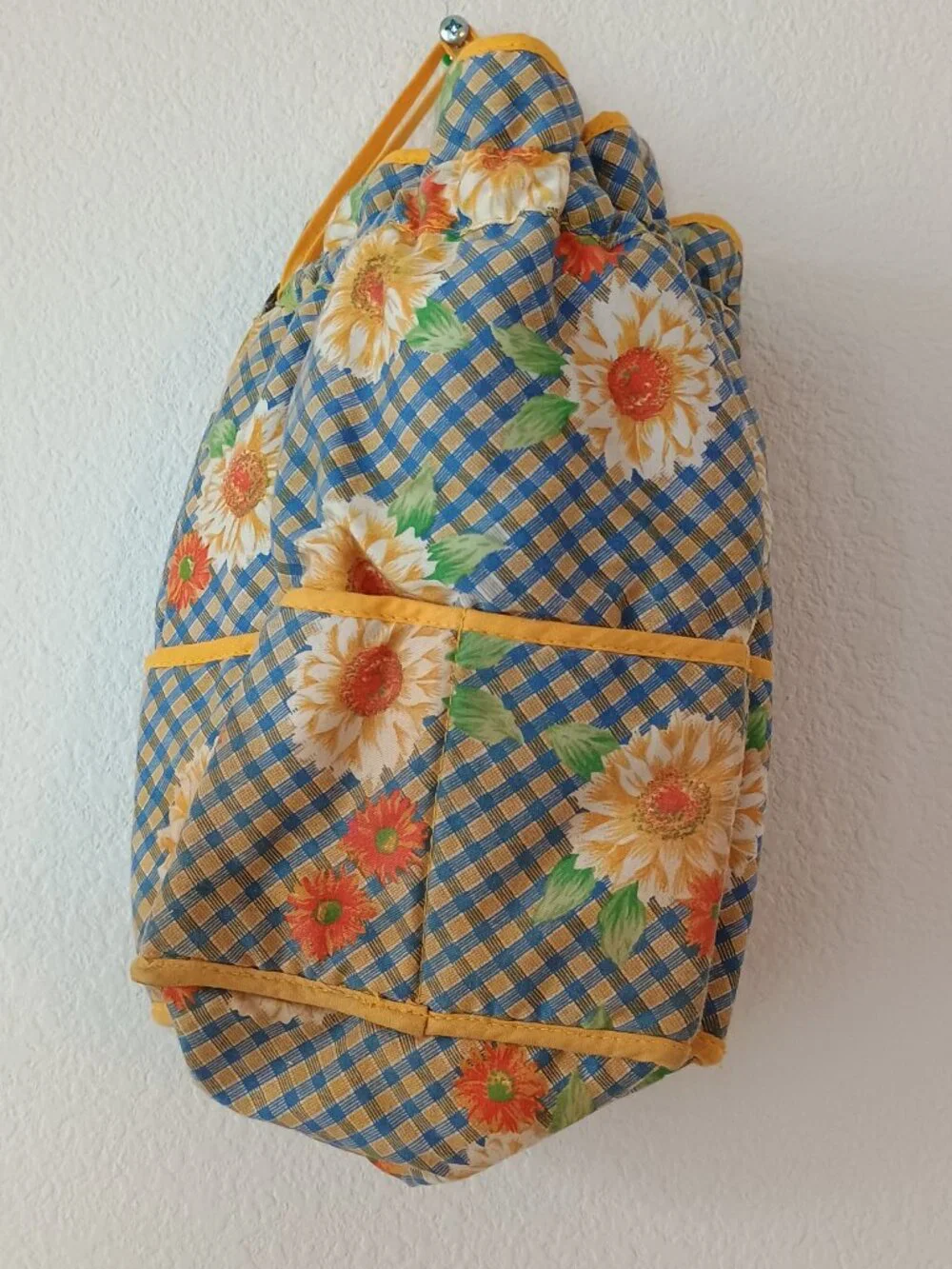 Cotton Quilt Tools Bag 8 Outside Pockets Drawstring Multi-function Sunflower Yel